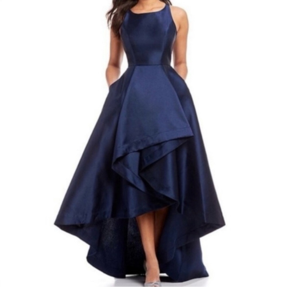 Adrianna Papell Mikado High Low Gown